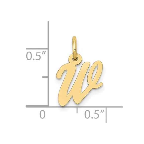 10k Yellow Gold Small Script Initial W Charm - Picture 3 of 4